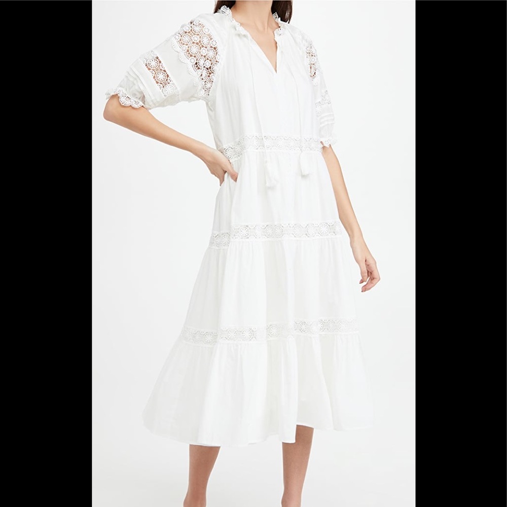 BNWT En Saison White Embroidered MIDI dress Xl